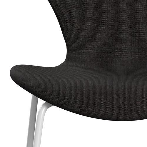 Fritz Hansen 3107 Stuhl Vollpolsterung, Weiß/Leinwand Schwarz