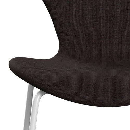 Fritz Hansen 3107 chaise complète complète, blanc / toile en pierre noire