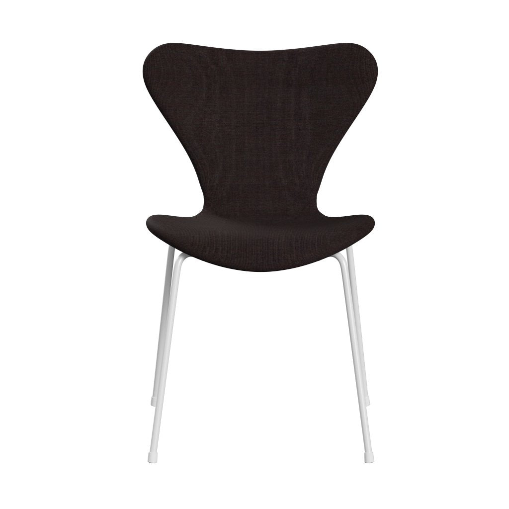 Fritz Hansen 3107 Silla tapicería completa, piedra negra blanca/lienzo