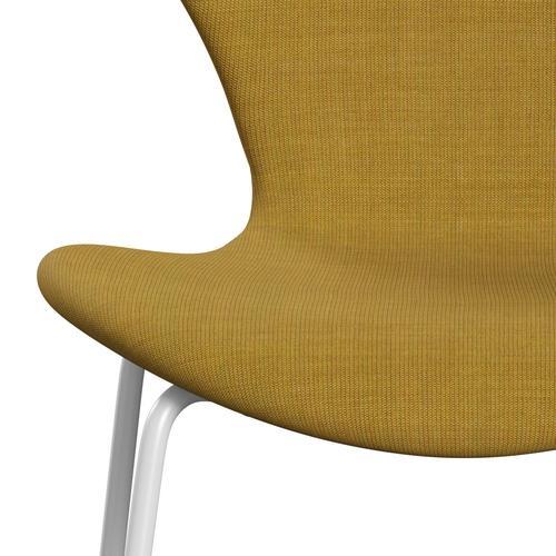 Fritz Hansen 3107 stol fuld polstring, hvid/lærred sennep