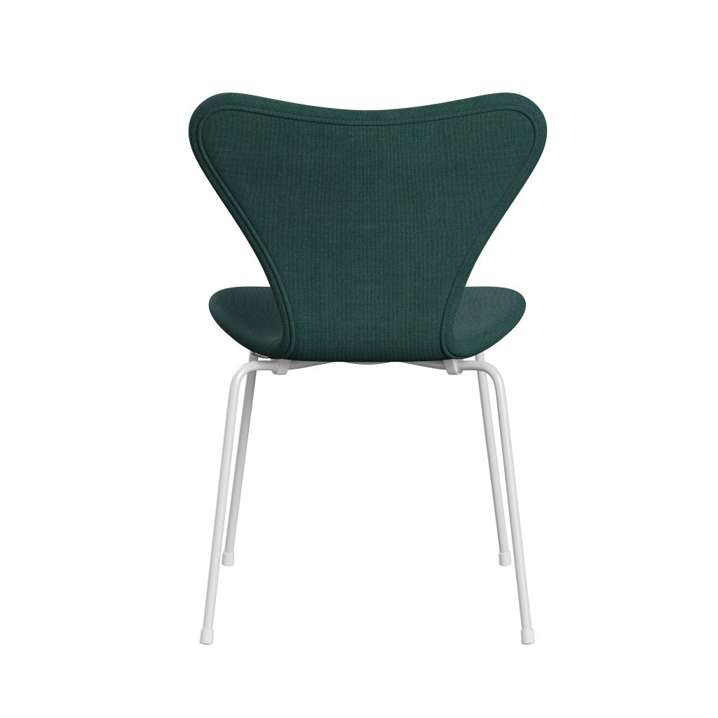 Fritz Hansen 3107 chaise complète complète, blanc / toile émeraude vert