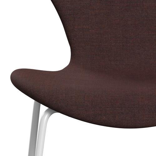 Fritz Hansen 3107 Stuhl Vollbeziegele, weiß/leinentlicher Stein dunkel