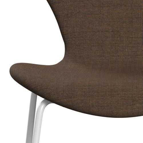 Fritz Hansen 3107 chaise complète complète, blanc / toile gris en pierre