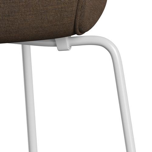 Fritz Hansen 3107 chaise complète complète, blanc / toile gris en pierre