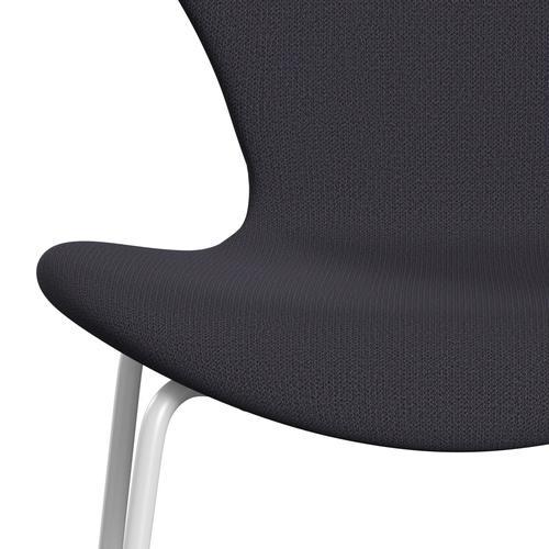 Fritz Hansen 3107 Stoel Volledige bekleding, Wit/Capture Blue Charcoal