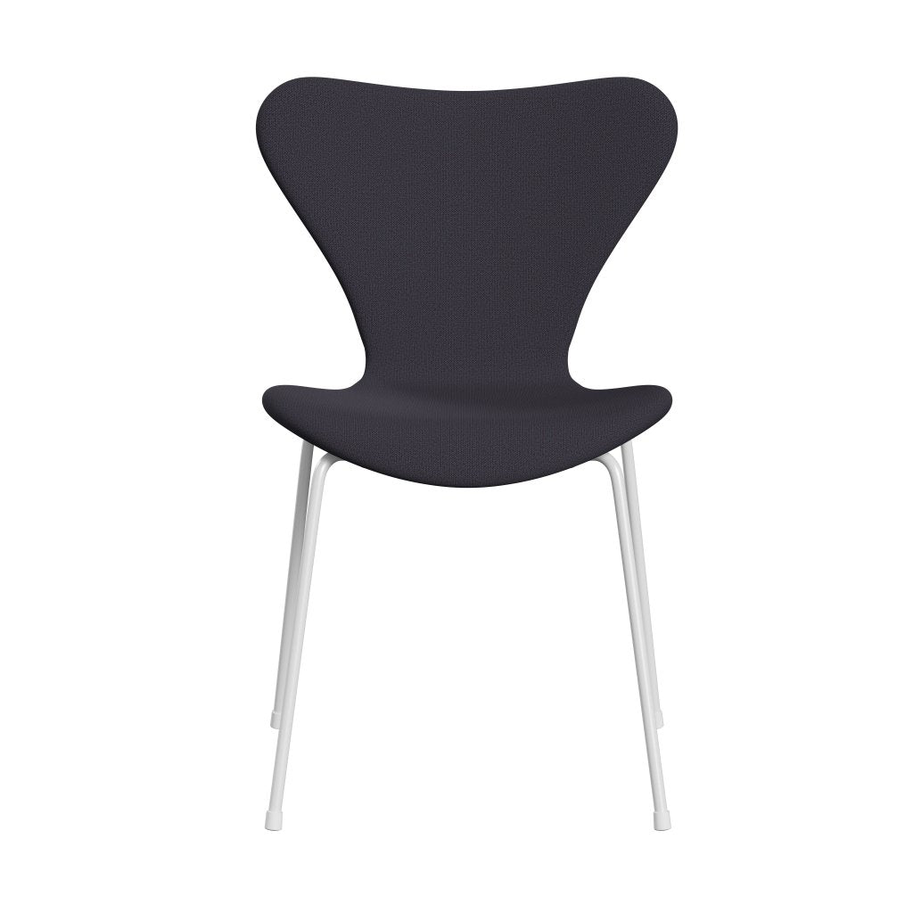 Fritz Hansen 3107 Silla tapicería completa, blanco/captura de carbón azul