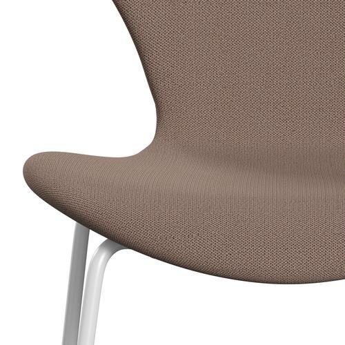 Fritz Hansen 3107 Stuhl Vollpolsterung, Weiß/Capture Brown