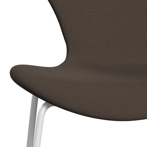 Fritz Hansen 3107 Silla tapicería completa, blanco/captura marrón/verde