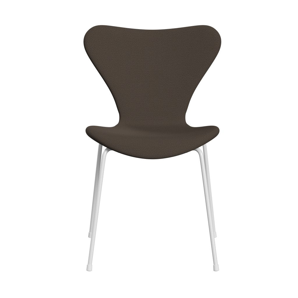 Fritz Hansen 3107 Stol Fuld polstring, hvid/fange brun/grøn