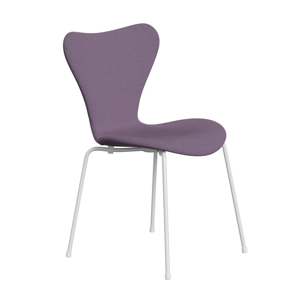 Fritz Hansen 3107 Stuhl Vollpolsterung, Weiß/Capture Light Violet