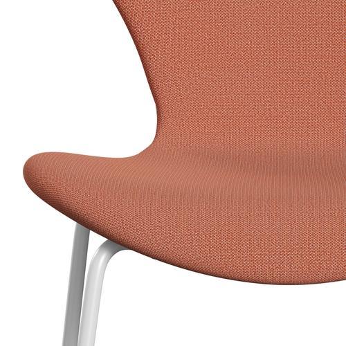 Fritz Hansen 3107 Silla tapicería completa, blanco/captura Naranja quemada