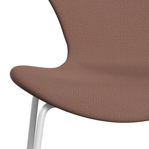 Fritz Hansen 3107 chaise complète complète, blanc / capture brique / rouge