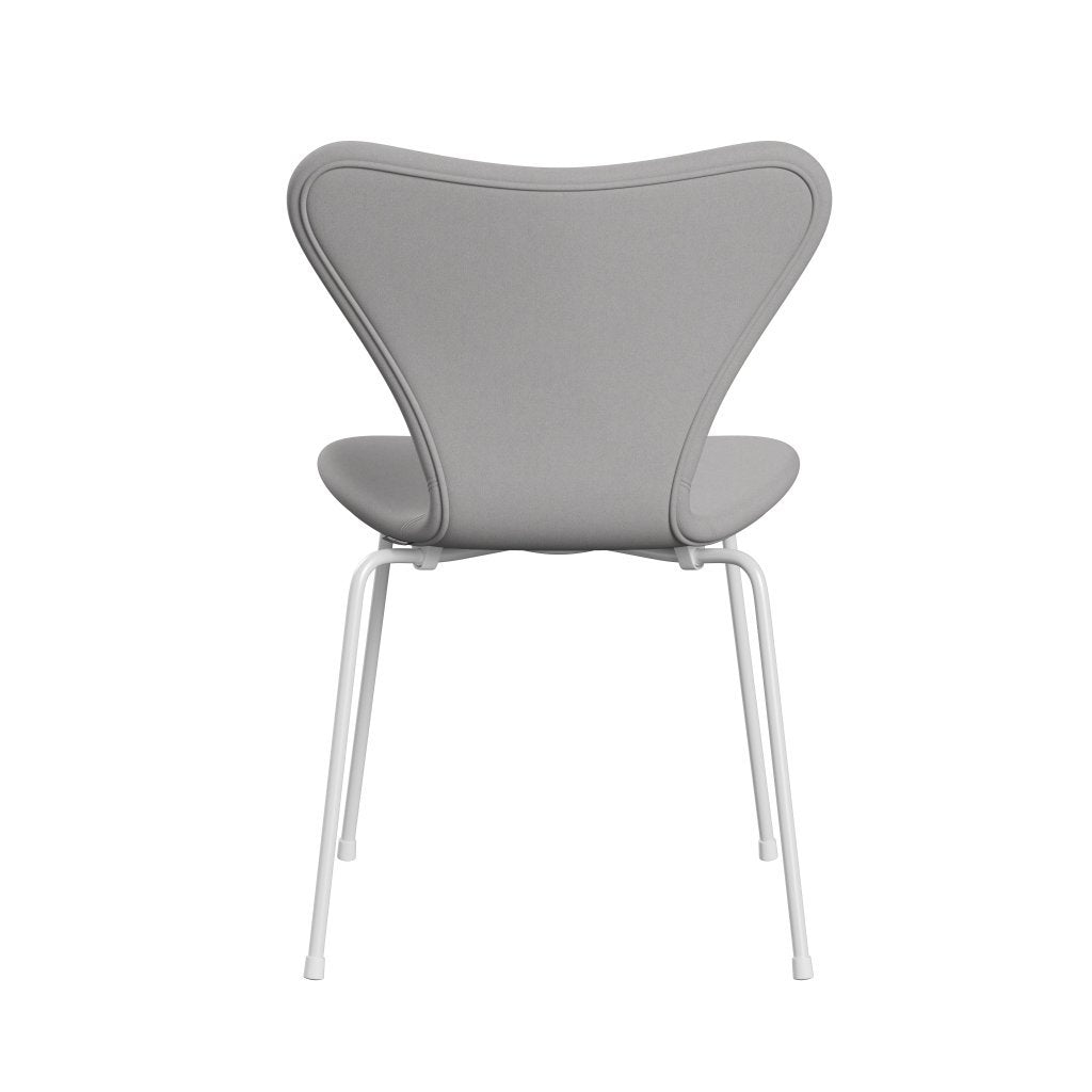 Fritz Hansen 3107 Silla tapicería completa, blanco/comodidad blanca/gris