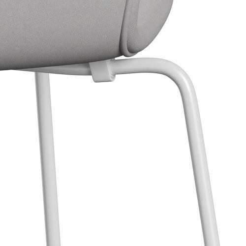 Fritz Hansen 3107 Silla tapicería completa, blanco/comodidad blanca/gris