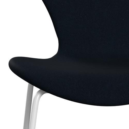 Fritz Hansen 3107 chaise complète complète, blanc / divina bleu foncé