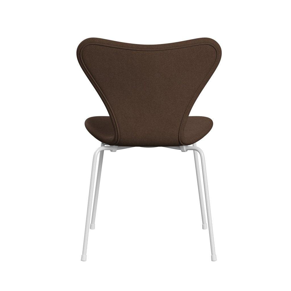 Fritz Hansen 3107 chaise complète complète, blanc / divina brun foncé (div356)