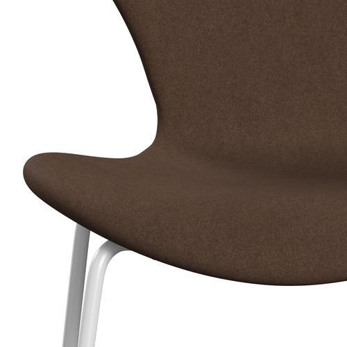 Fritz Hansen 3107 chaise complète complète, blanc / divina brun foncé (div356)