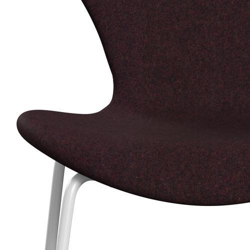 Fritz Hansen 3107 Chair Full Upholstery, White/Divina Md Wine Red