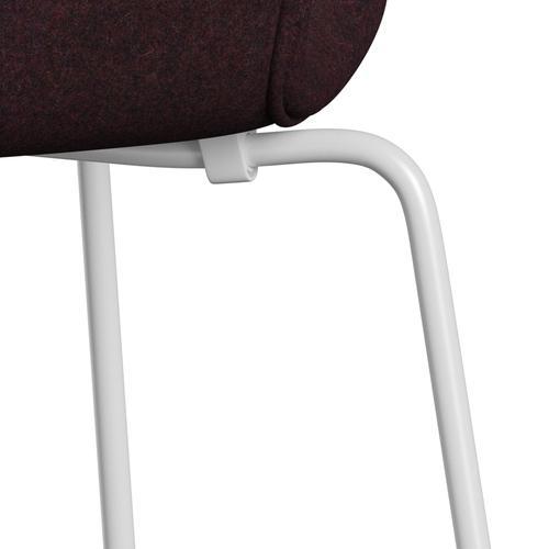 Fritz Hansen 3107 Chair Full Upholstery, White/Divina Md Wine Red