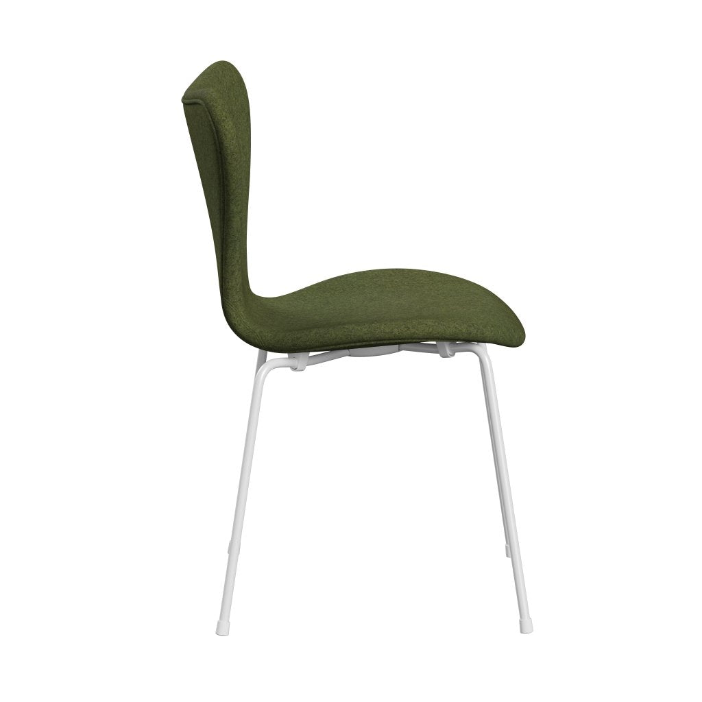 Fritz Hansen 3107 Stuhl Vollpolsterung, Weiß/Divina Md Wintergrün