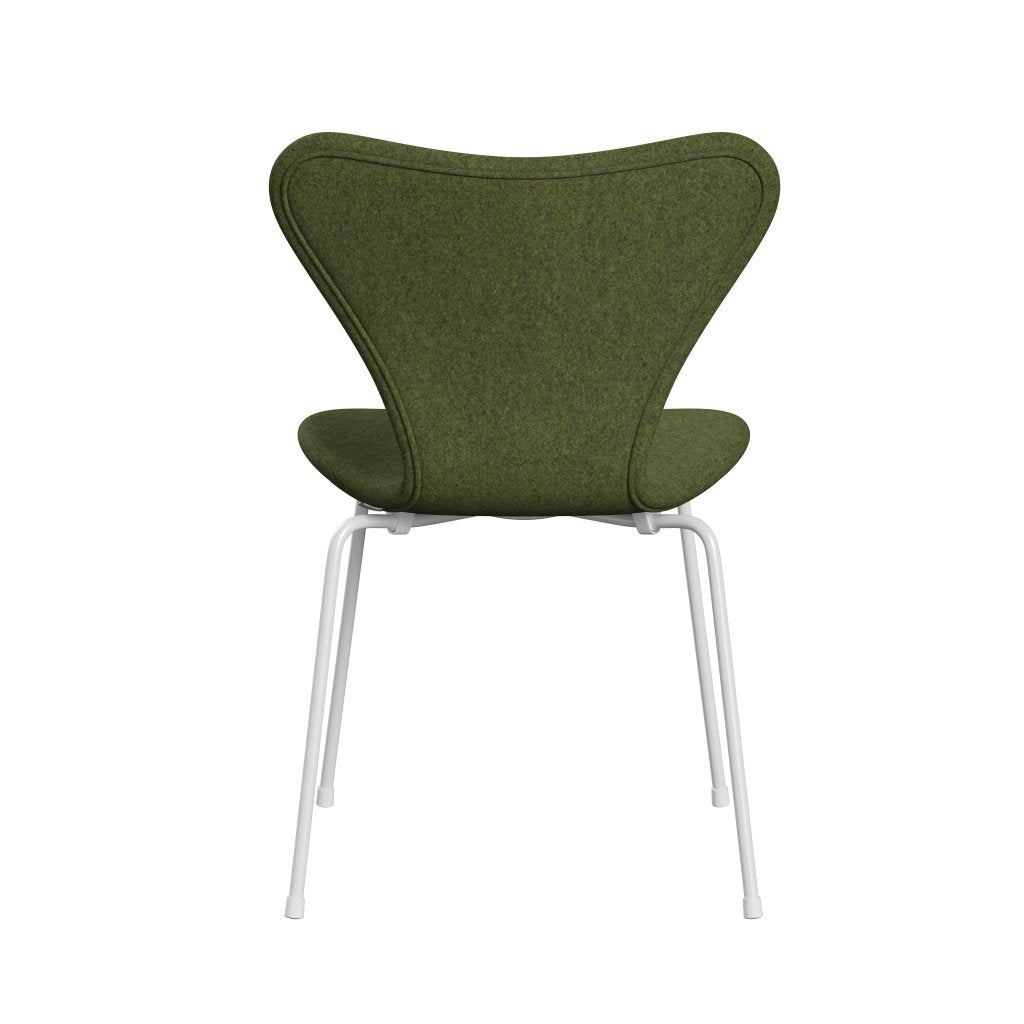 Fritz Hansen 3107 Chair Full Upholstery, White/Divina Md Winter Green