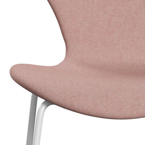 Fritz Hansen 3107 stol full møbeltrekk, hvit/divina md myk rosa