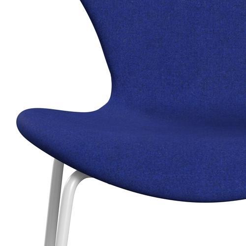 Fritz Hansen 3107 Chair Full Upholstery, White/Divina Melange Blue