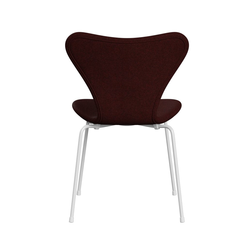 Fritz Hansen 3107 chaise complète complète, Bourgogne de mélange blanc / divina