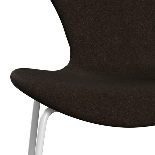 Fritz Hansen 3107 chaise complète complète, marron foncé blanc / divina melange