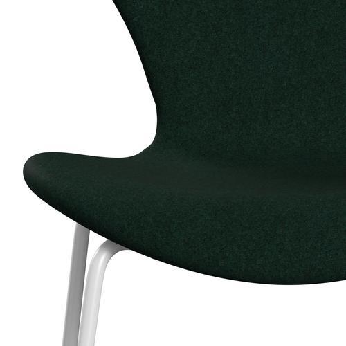 Fritz Hansen 3107 stoel Volledige bekleding, wit/divina melange donkergroen