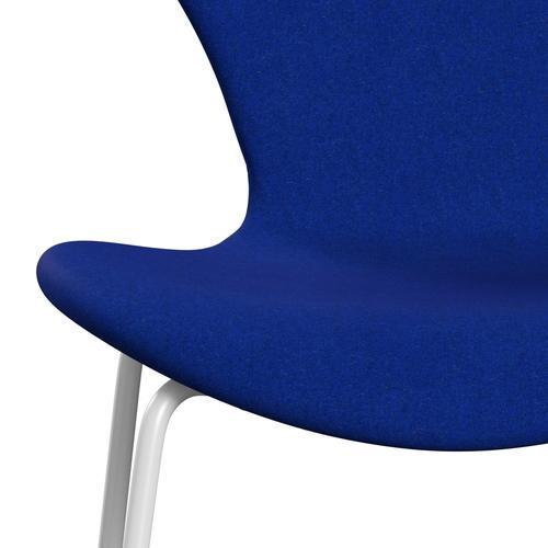 Fritz Hansen 3107 stóll fullur áklæði, White/Divina Melange Electric Blue