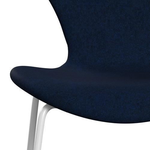 Fritz Hansen 3107 Stol Fuld polstring, White/Divina Melange Navy mørk