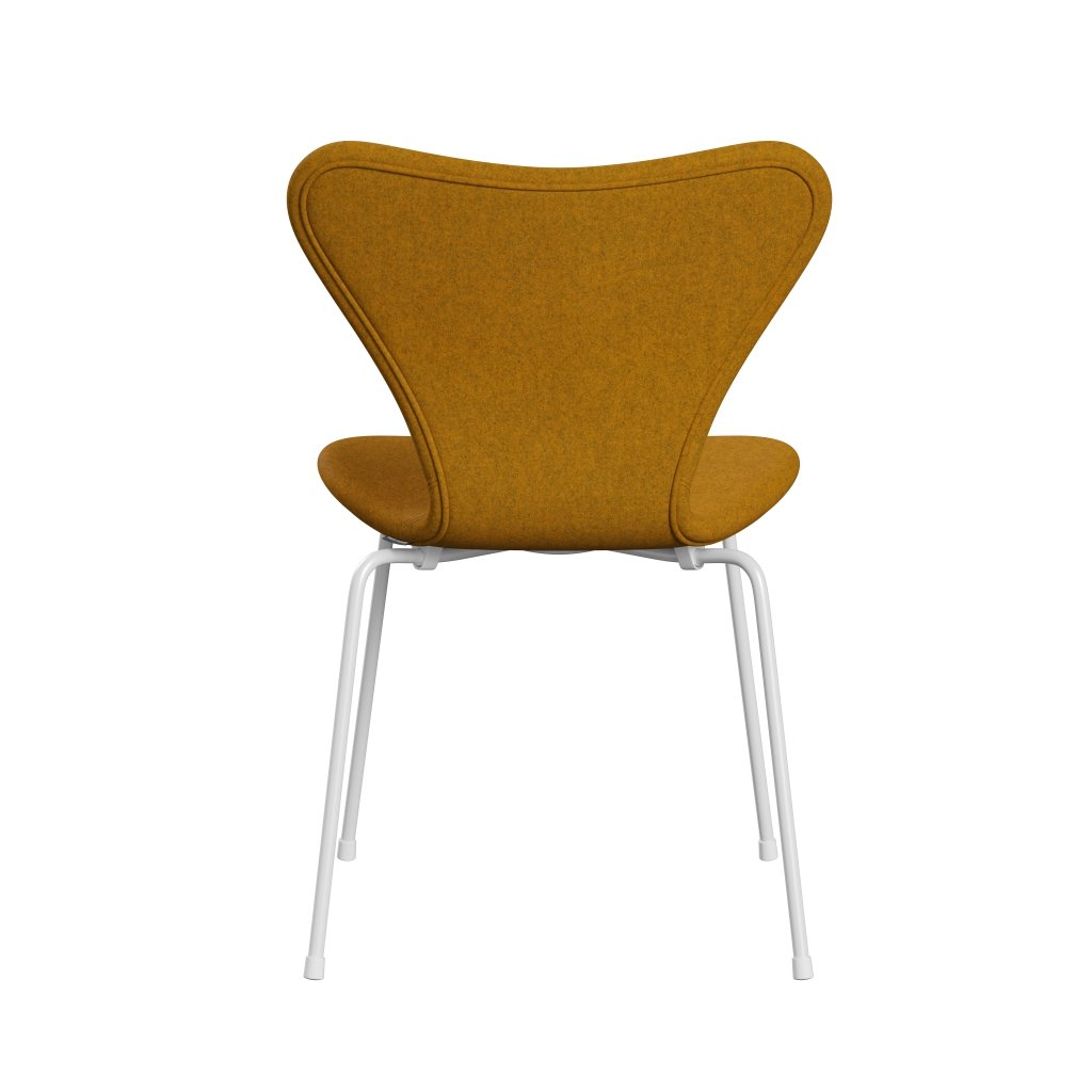 Fritz Hansen 3107 Stol Fuld polstring, White/Divina Melange Ocher Yellow