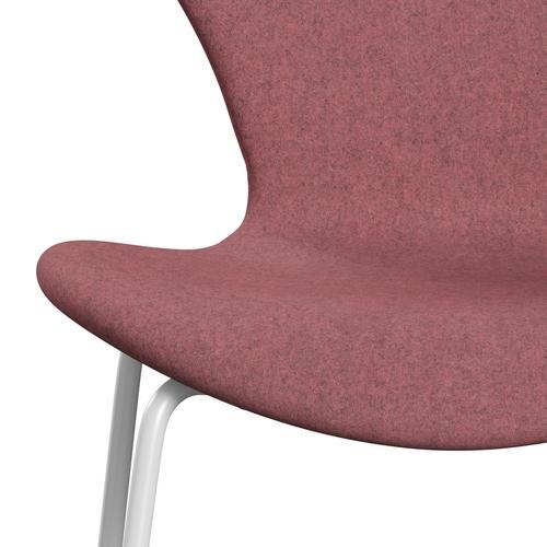 Fritz Hansen 3107 chaise complète complète, blanc / divina melange rose