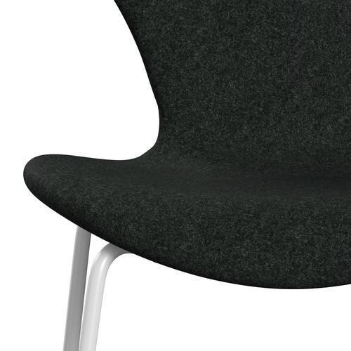 Fritz Hansen 3107 Stuhl Vollpolsterung, Weiß/Divina Melange Salt & Pepper