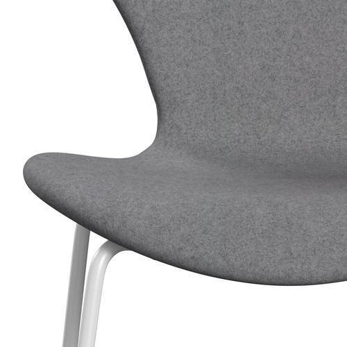 Fritz Hansen 3107 stoel Volledige bekleding, wit/divina melange steengrijs