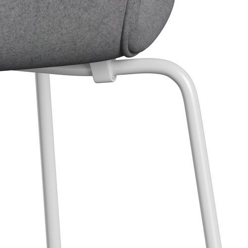 Fritz Hansen 3107 stoel Volledige bekleding, wit/divina melange steengrijs