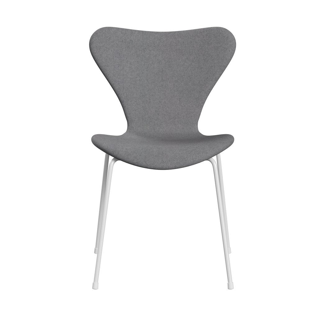 Fritz Hansen 3107 Stol full møbeltrekk, White/Divina Melange Stone Gray