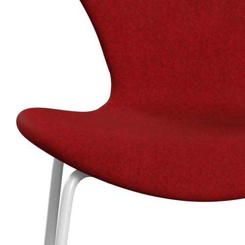 Fritz Hansen 3107 chaise complète complète, rouge foncé blanc / divina