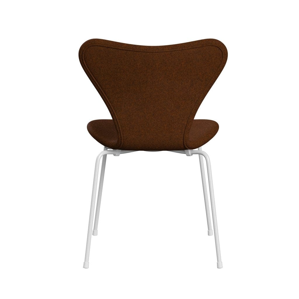 Fritz Hansen 3107 Chair Full Upholstery, White/Divina Melange Burnt Orange