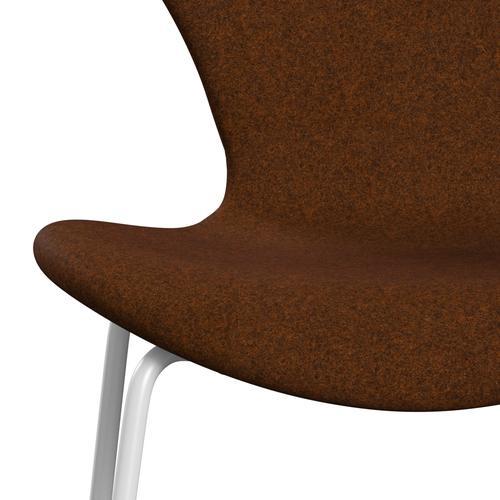 Fritz Hansen 3107 stol fuld polstring, hvid/divina melange brændt orange