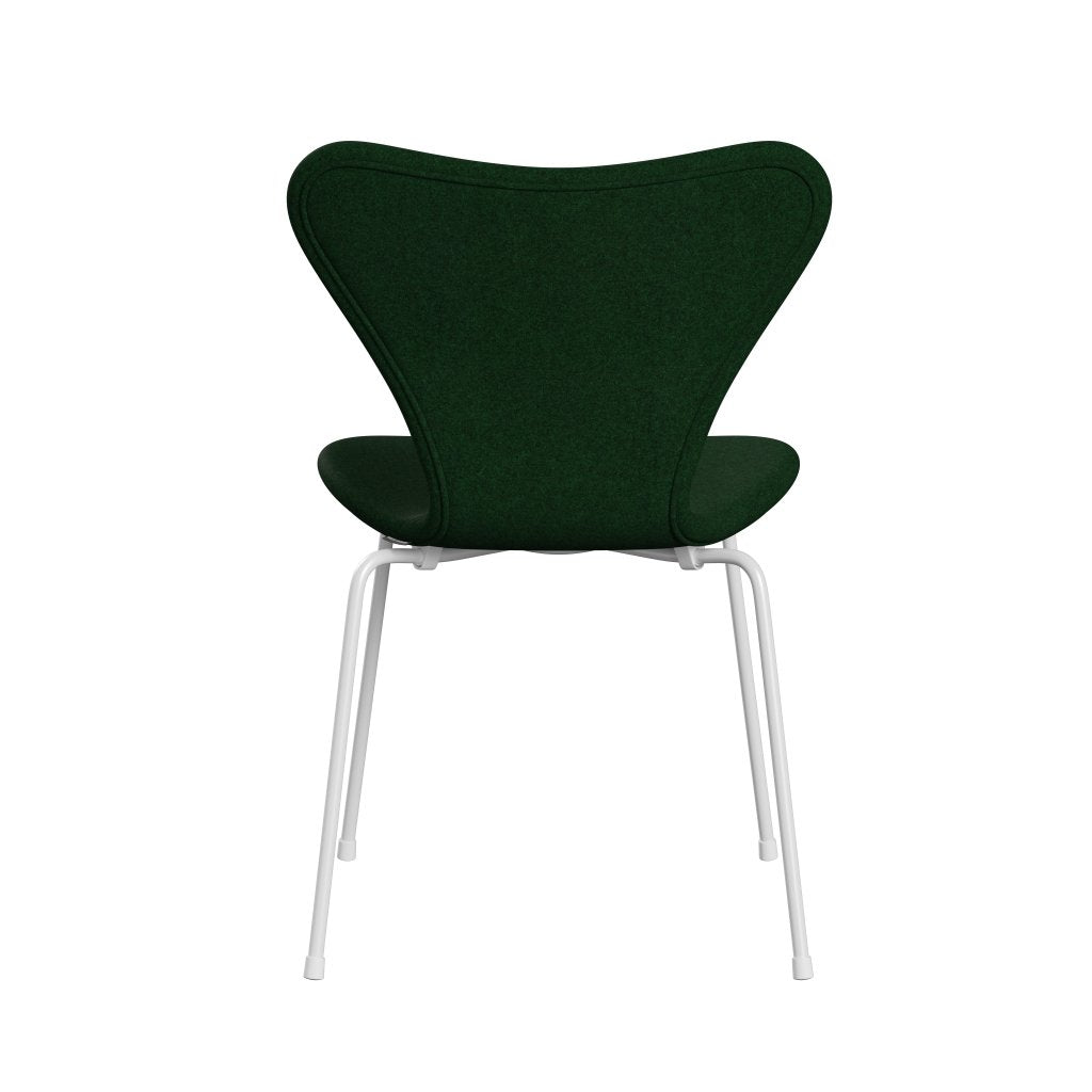 Fritz Hansen 3107 Stuhl Vollpolsterung, Weiß/Divina Melange Forest Green