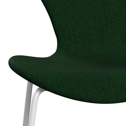 Fritz Hansen 3107 Stol Fuld polstring, White/Divina Melange Forest Green