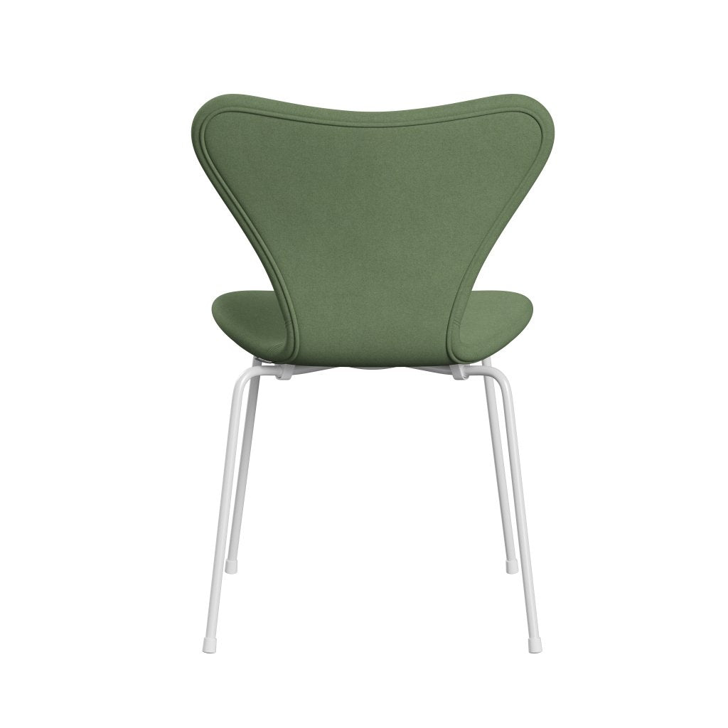 Fritz Hansen 3107 Stuhl Vollpolsterung, Weiß/Divina Olivgrün