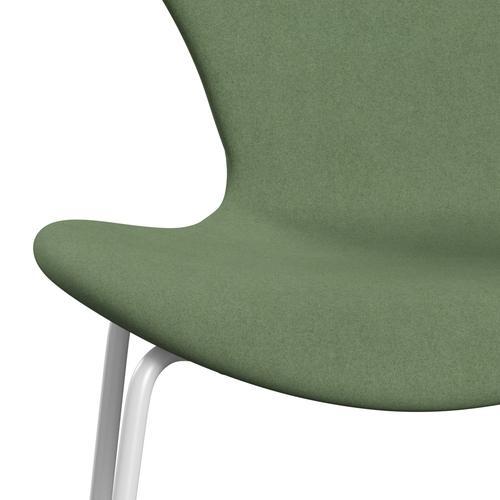 Fritz Hansen 3107 Stol Fuld polstring, White/Divina Olive Green