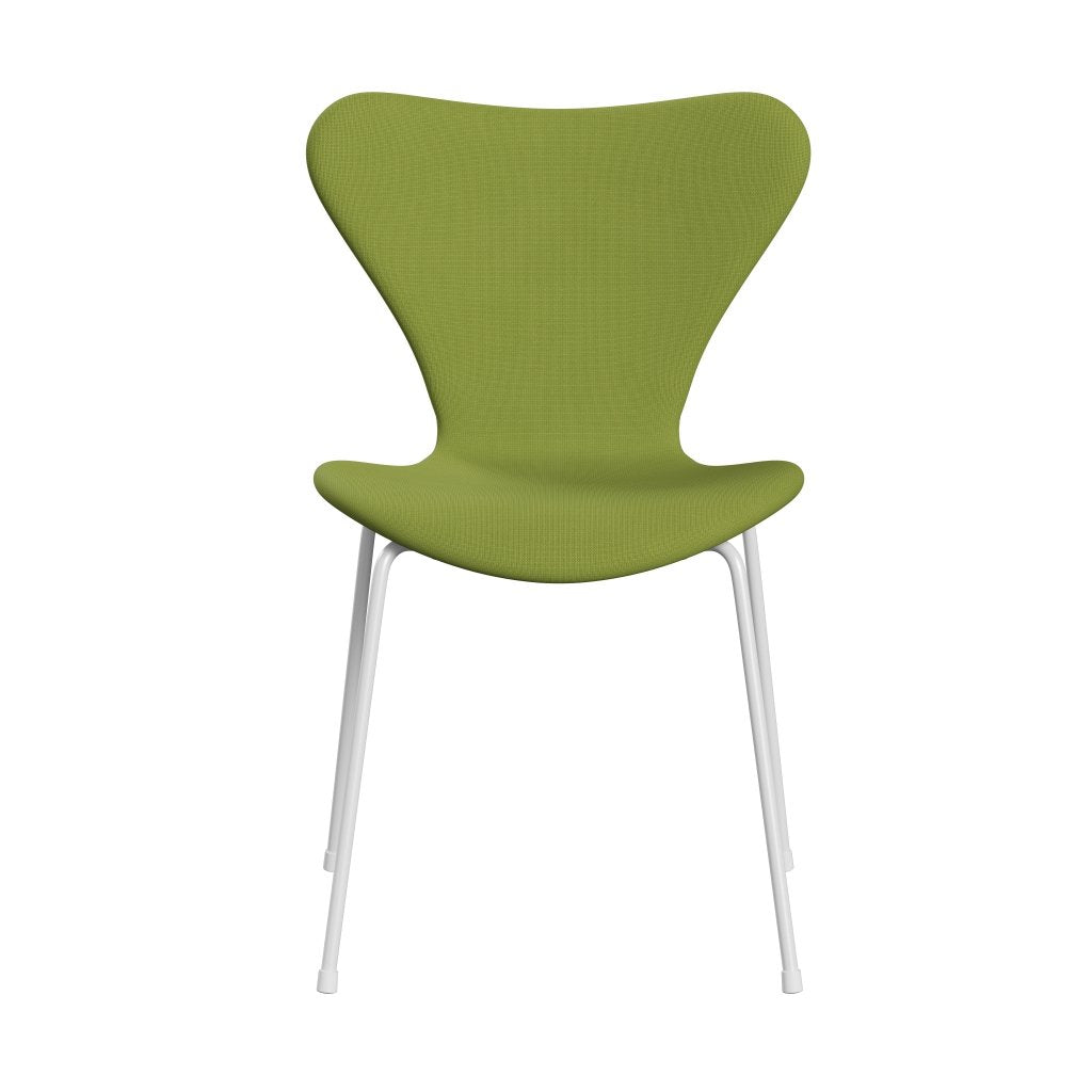 Fritz Hansen 3107 Silla tapicería completa, hierba blanca/fama verde