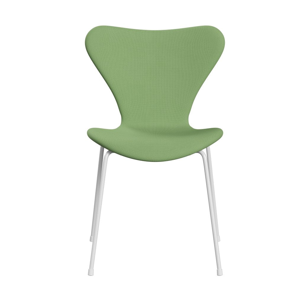 Fritz Hansen 3107 chaise complète complète, blanc / gloire vert clair