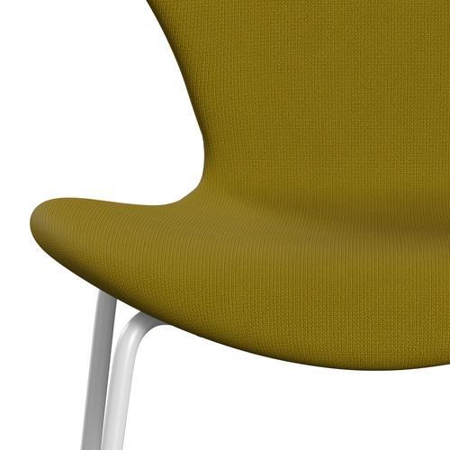 Fritz Hansen 3107 Silla tapicería completa, blanco/fama oliva verde