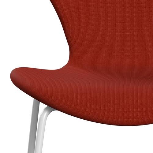 Fritz Hansen 3107 Chair Full Upholstery, White/Fame Orange Red