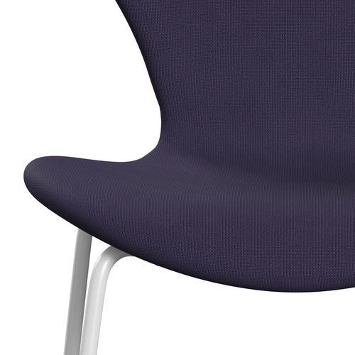 Fritz Hansen 3107 chaise complète complète, blanc / renom violet sombre